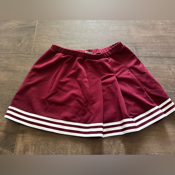 Maroon Cheer Skirt with White Stripes - Picture 1 of 4